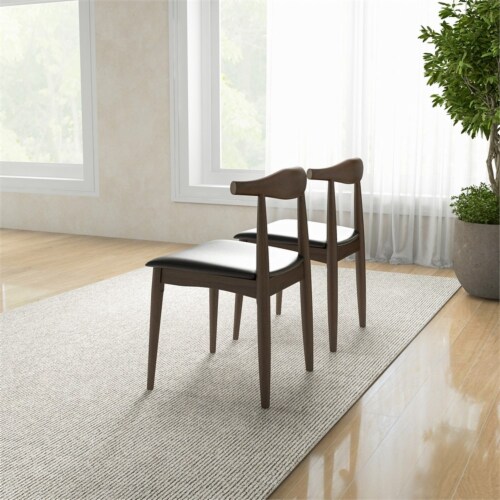 Blake Modern Dining Room and Kitchen Black Faux Leather Chair Set of 2 Perspective: back