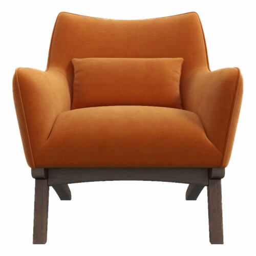 Piedmont Mid Century Modern Furniture Style Orange Velvet Accent ...