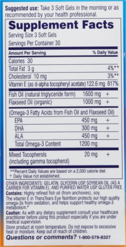 TheraTears® Eye Nutrition 1200mg Omega-3 Softgel Supplement Perspective: back