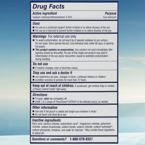 TheraTears Extra Dry Eye Therapy Preservative Free Eye Drop Vials Perspective: back