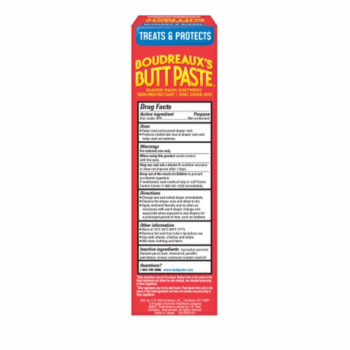 Boudreaux's Butt Paste Max Strength Diaper Rash Cream Ointment Perspective: back