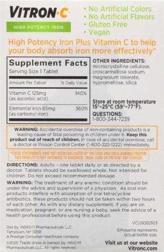 Vitron-C® Iron Supplement Perspective: back