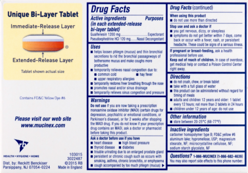 Mucinex D Expectorant & Nasal Decongestant 1200mg Tablets Perspective: back