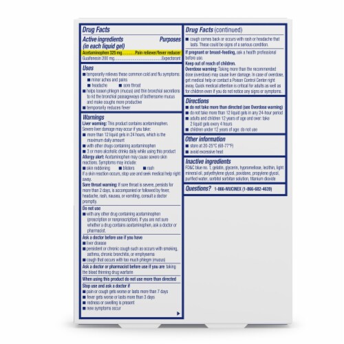 MUCINEX® Cold & Flu Liquid Gels Perspective: back