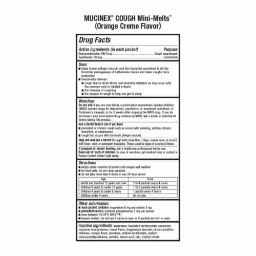 Mucinex Children's Cough & Chest Congestion Orange Creme Mini-Melts Perspective: back