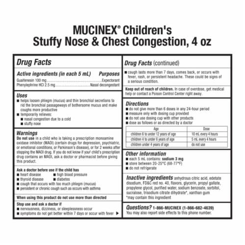 Mucinex Children's Stuffy Nose & Chest Congestion Mixed Berry Liquid Perspective: back