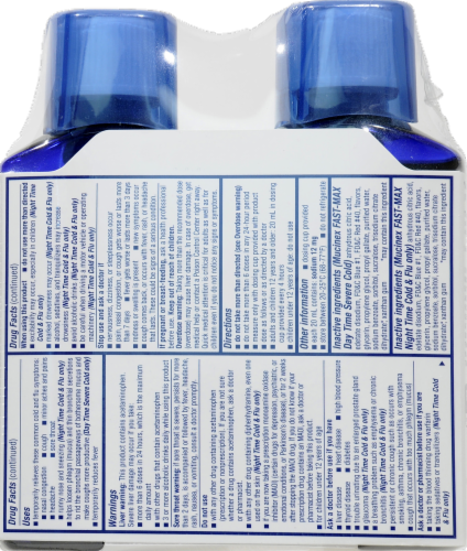 Mucinex Fast-Max Severe Cold & Flu Day/Night Time Liquid Duo Pack 2 Count Perspective: back