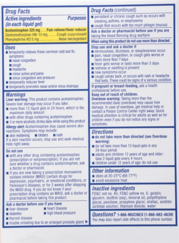 Mucinex Fast-Max Severe Cold & Sinus Liquid Gels Perspective: back