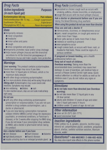 Mucinex Sinus-Max Severe Congestion Liquid Gels Perspective: back