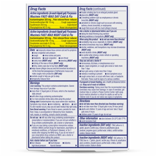 Mucinex Sinus Max Maximum Strength Day & Night Liquid Gels Perspective: back