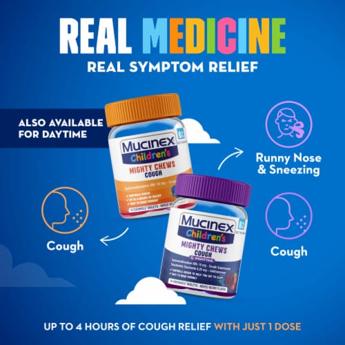 Mucinex Children's Mighty Chews Nighttime Cough Medicine for Kids Perspective: back