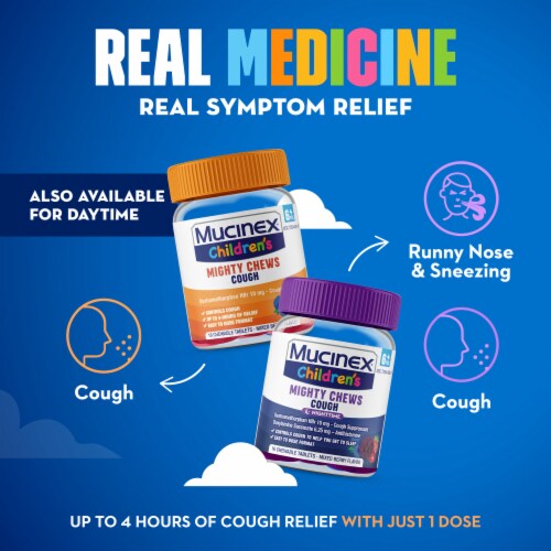 Mucinex Children's Mighty Chews Nighttime Cough Medicine for Kids Perspective: back