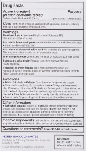 Emetrol® Lemon Flavor Rapid Nausea Relief Chewables Perspective: back