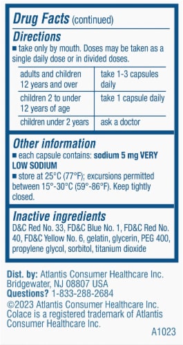 Colace® Stool Softener Capsules 100mg Perspective: back