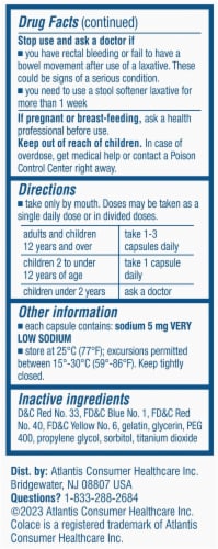 Colace® Regular Strength Stool Softener Capsules Perspective: back