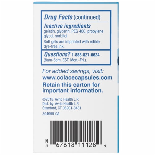 Colace® Stool Softener Clear Soft Gels Perspective: back