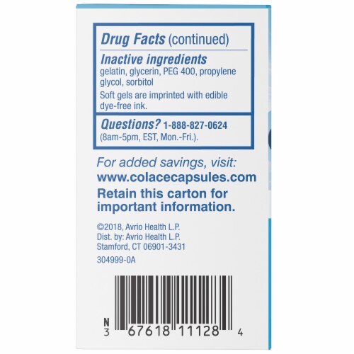 Colace® Stool Softener Clear Soft Gels Perspective: back