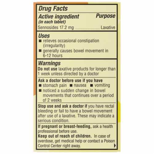 Senokot® Extra Strength Natural Vegetable Laxative Tablets Perspective: back