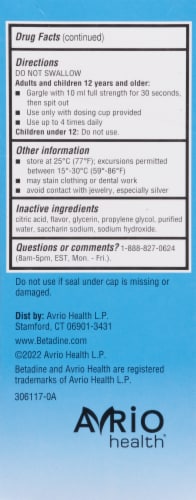 Betadine Antiseptic Mint Sore Throat Gargle Perspective: back