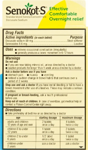Senokot-S Laxative Tablets Perspective: back