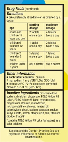Senokot-S® Laxative + Stool Softener Tablets Perspective: back