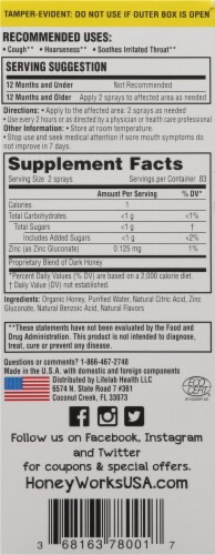 HoneyWorks™ Kids Organic Honey Soothing Throat Spray Perspective: back