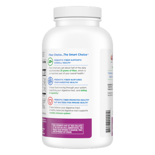 Fiber Choice® Assorted Fruit Flavors Daily Prebiotic Fiber Chewable Tablets Perspective: back