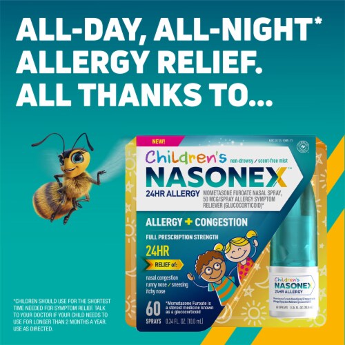 Children's Nasonex™ 24HR Allergy Nasal Spray, Non-Drowsy Relief, Mometasone, 60 Spray Count Perspective: back