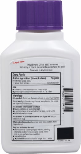 GoodSense® ClearLax® Polyethylene Glycol Osmotic Laxative Powder Perspective: back