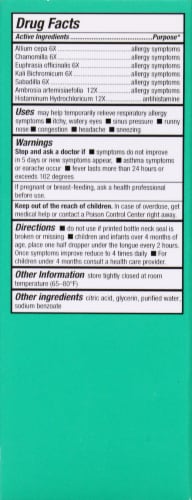 BioAllers Children's Allergy Homeopathic Relief Liquid Treatment Perspective: back