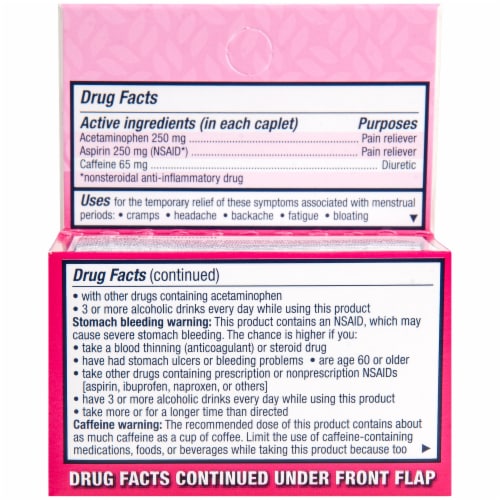 Pamprin Maximum Strength Menstrual Pain Relief Caplets Perspective: back