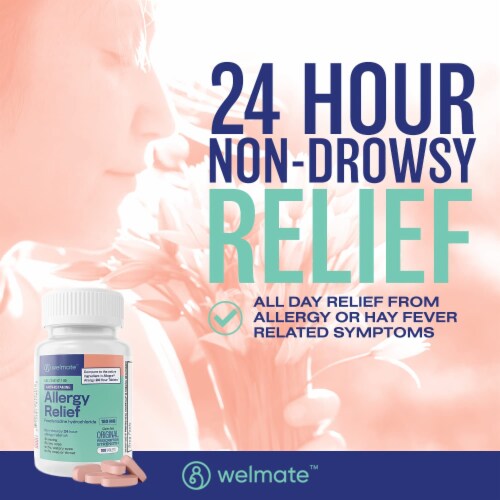 Welmate Allergy Medicine Relief Nondrowsy 24Hour Support Fexofenadine