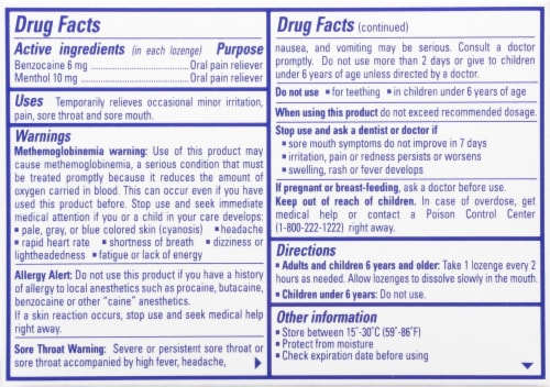 Chloraseptic® Cherry Lozenges Perspective: back