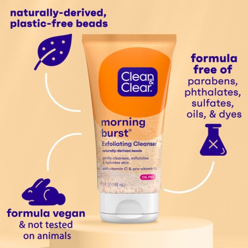 Clean & Clear Morning Burst Oil-Free Exfoliating Face Wash with Vitamin C & Pro-Vitamin B5 Perspective: back