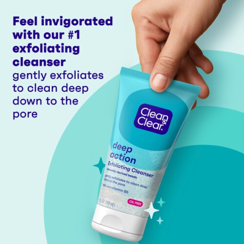 Clean & Clear Deep Action Exfoliating Face Wash Paraben-Free + Naturally Derived Plastic Free Beads Perspective: back