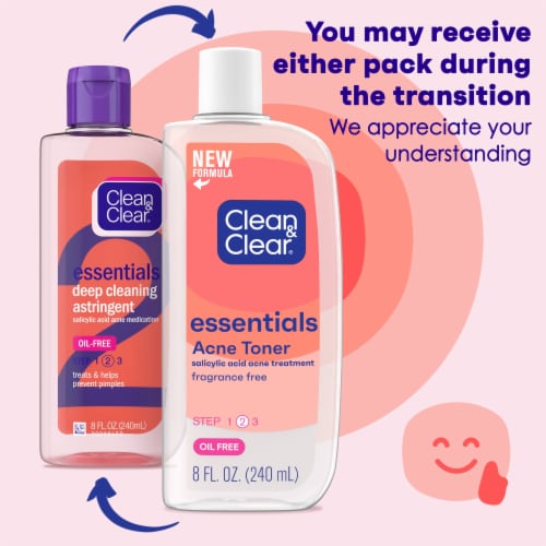 Clean & Clear Essentials Oil-Free Acne Toner Fragrance Free 2% Salicylic Acid Acne Treatment Perspective: back