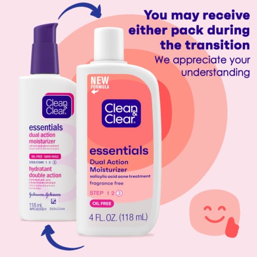 Clean & Clear® Dual Action Moisturizer Acne Medication Perspective: back