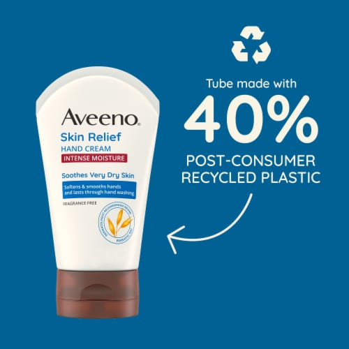 Aveeno Skin Relief Intense Moisture Hand Cream Fragrance-Free with Soothing Prebiotic Oat Perspective: back