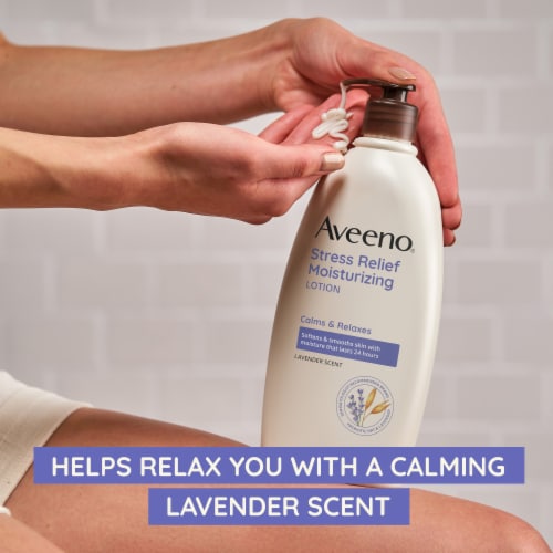 Aveeno Stress Relief Moisturizing Body Lotion Lavender Scent to Calm & Relax Perspective: back