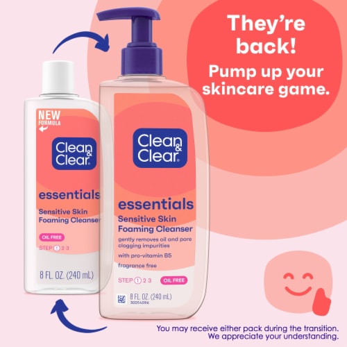 Clean & Clear Essentials Oil-Free Foaming Face Wash Fragrance-Free Removes Oil Perspective: back