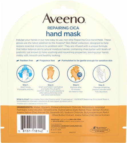 Aveeno® Prebiotic Oat & Shea Butter Repairing CICA Hand Mask Perspective: back
