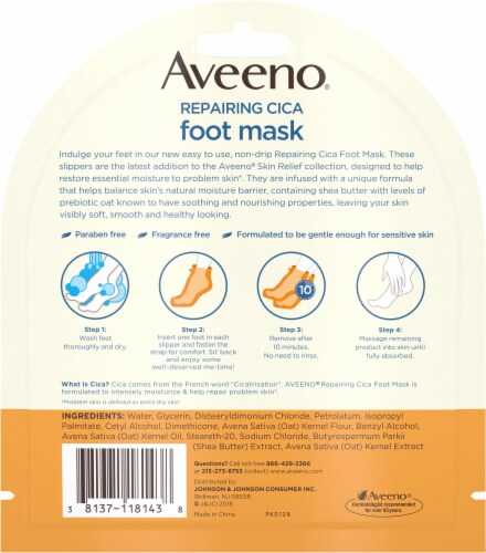 Aveeno® Prebiotic Oat & Shea Butter Repairing CICA Foot Mask Perspective: back