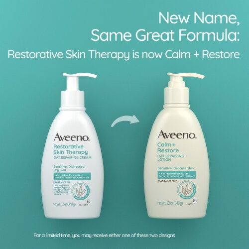 Aveeno Calm + Restore Oat Repairing Body Lotion Fragrance-Free for Sensitive Skin Perspective: back