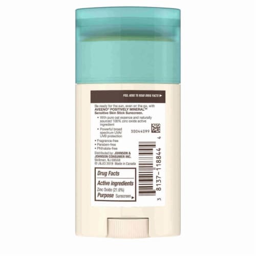 Aveeno Positively Mineral Sensitive Skin Sunscreen Stick SPF 50 Perspective: back