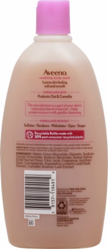 Aveeno Prebiotic Oat and Camellia Soothing Body Wash Perspective: back
