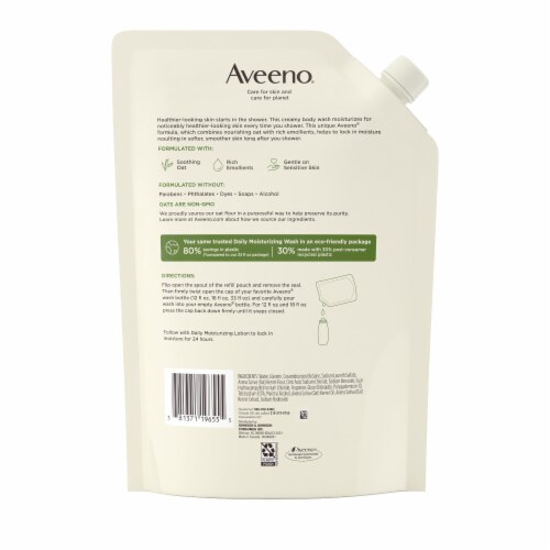 Aveeno® Lightly Scented Daily Moisturizing Body Wash Refill Perspective: back