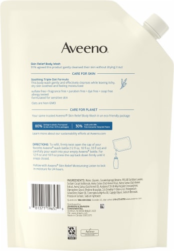 Aveeno® Skin Relief Fragrance-Free Body Wash Refill Perspective: back