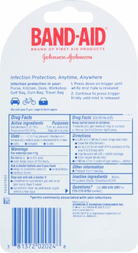 Band-Aid® Antiseptic Cleansing Pain Relieving To-Go Spray Perspective: back