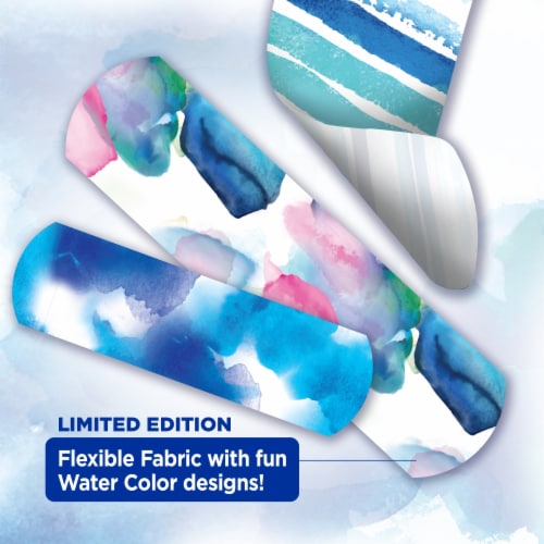 BAND-AID Brand Flexible Fabric Limited Edition Water Color Assorted Sizes Adhesive Bandages Perspective: back