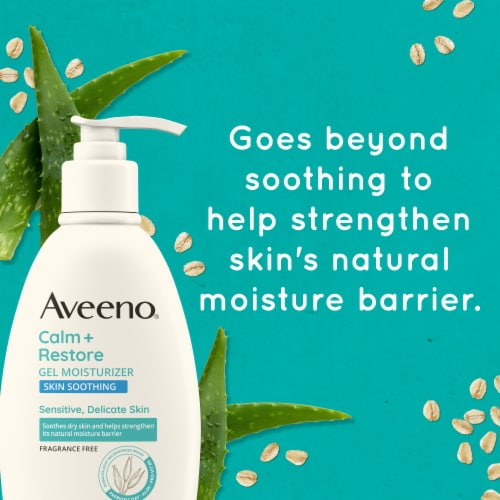 Aveeno Calm + Restore Gel Body Moisturizer Fragrance-Free for Sensitive Skin with Prebiotic Oat Perspective: back